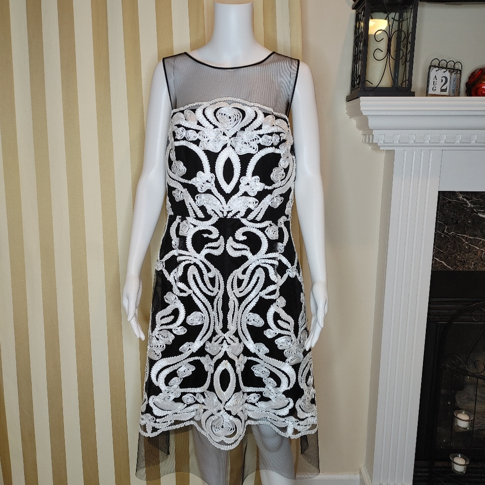 JULIA JORDAN EMBROIDERED ILLUSION COCKTAIL DRESS 12 - Picture 2 of 9